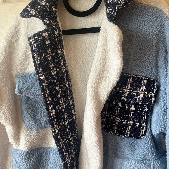 SHEIN Navy and White Textured Jacket - Picture 4 of 5